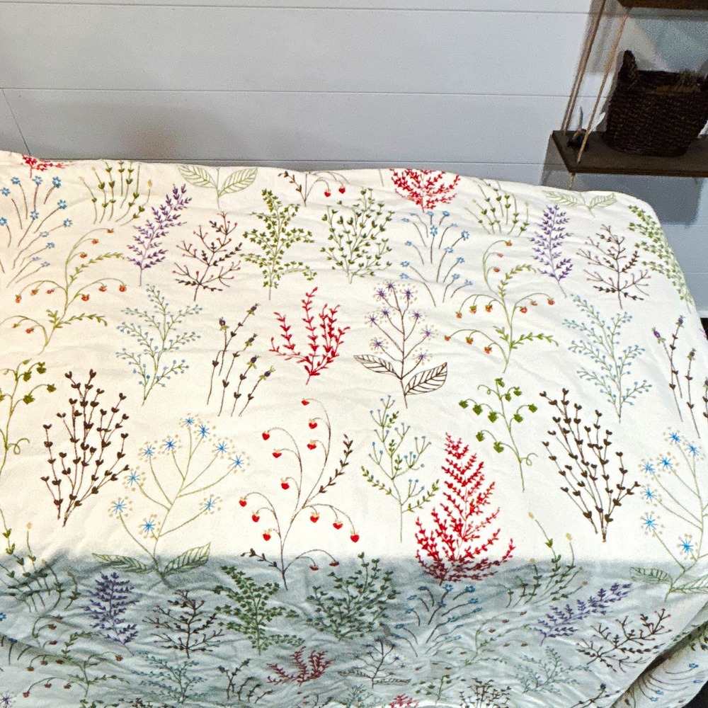 L.L.Bean Queen Duvet Cover, 100% Cotton Flannel, Floral 88x96